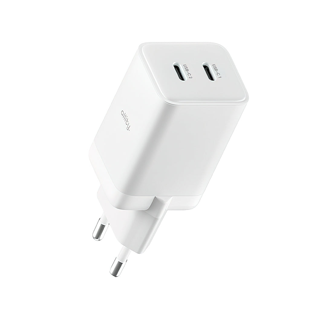 Chargeur Réseau Allity. ATC-01-45WCC Rapide, 45W, 3A, 2 x USB-C, Blanc