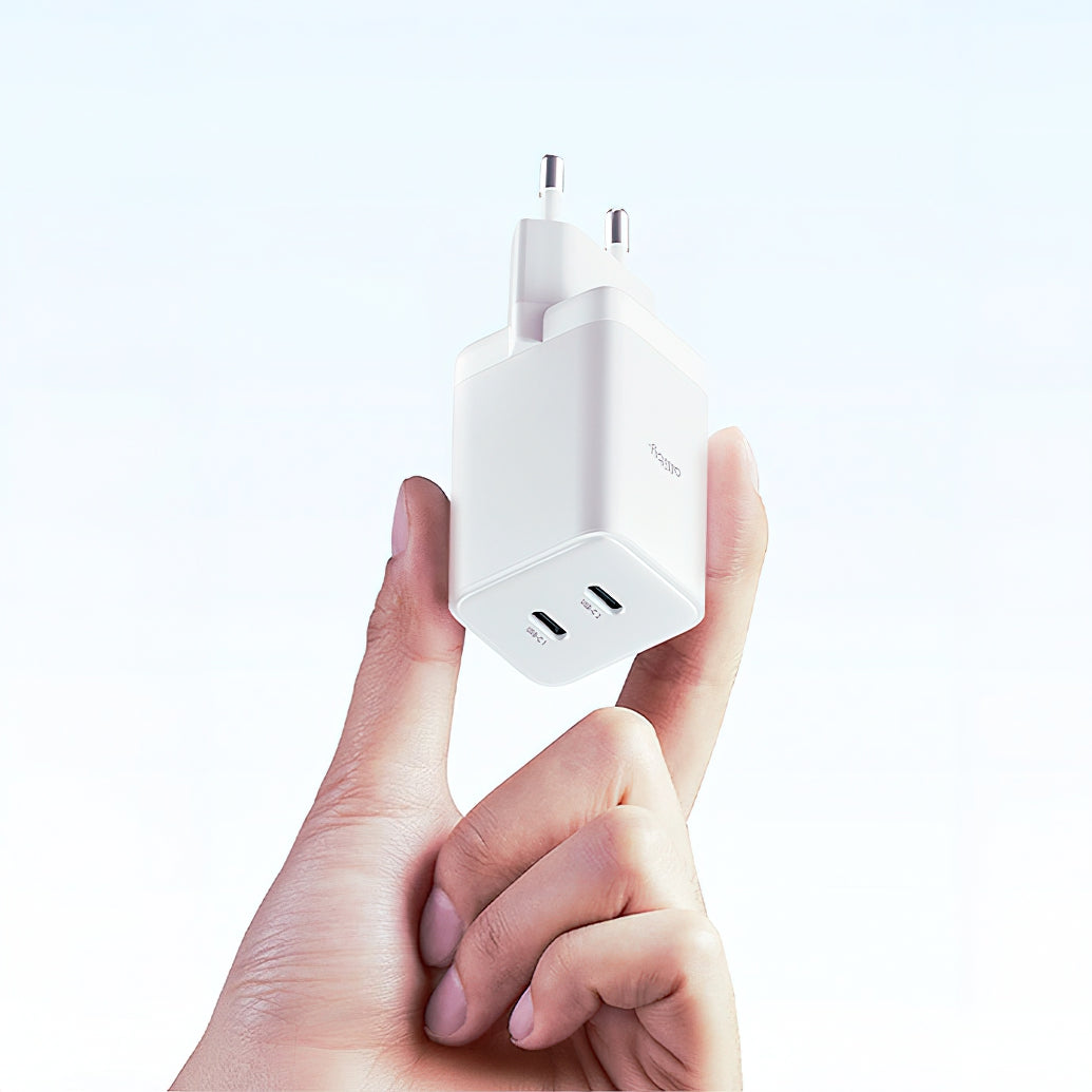 Chargeur Réseau Allity. ATC-01-45WCC Rapide, 45W, 3A, 2 x USB-C, Blanc