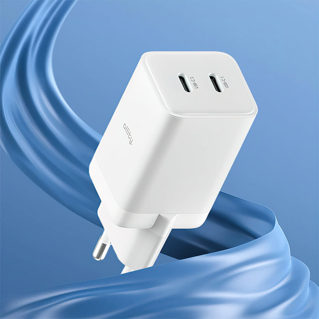 Chargeur Réseau Allity. ATC-01-45WCC Rapide, 45W, 3A, 2 x USB-C, Blanc