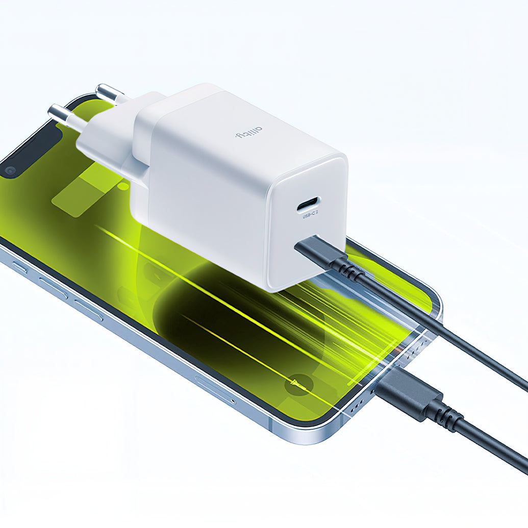Chargeur Réseau Allity. ATC-01-45WCC Rapide, 45W, 3A, 2 x USB-C, Blanc