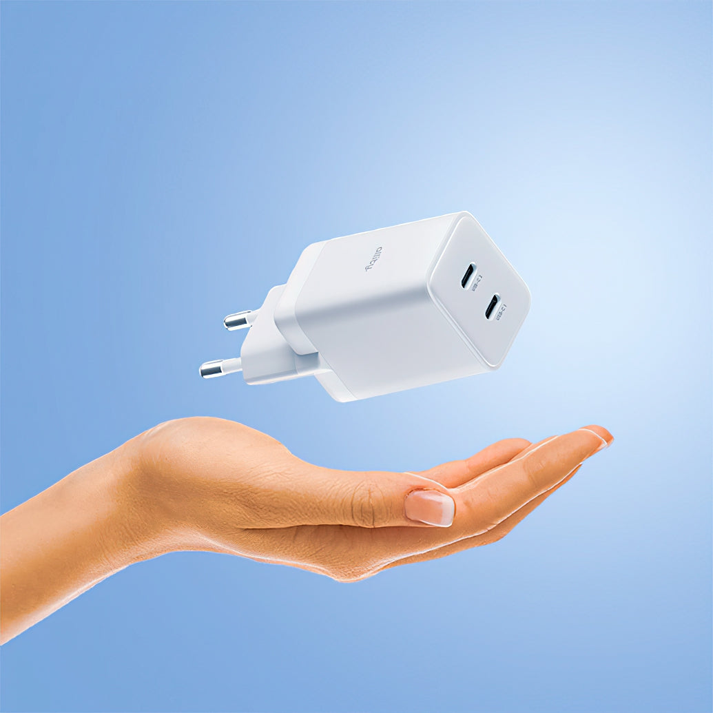 Chargeur Réseau Allity. ATC-01-45WCC Rapide, 45W, 3A, 2 x USB-C, Blanc