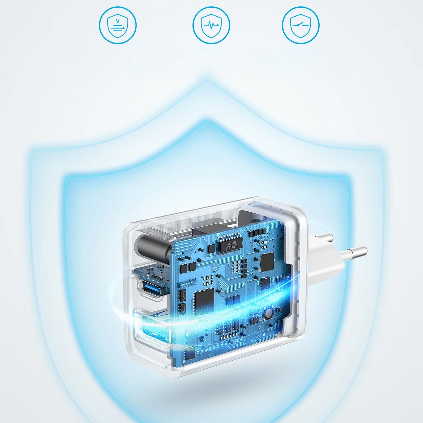 Chargeur réseau Anker 312, 20W, 3A, 1 x USB-A - 1 x USB-C, Blanc A2348G21