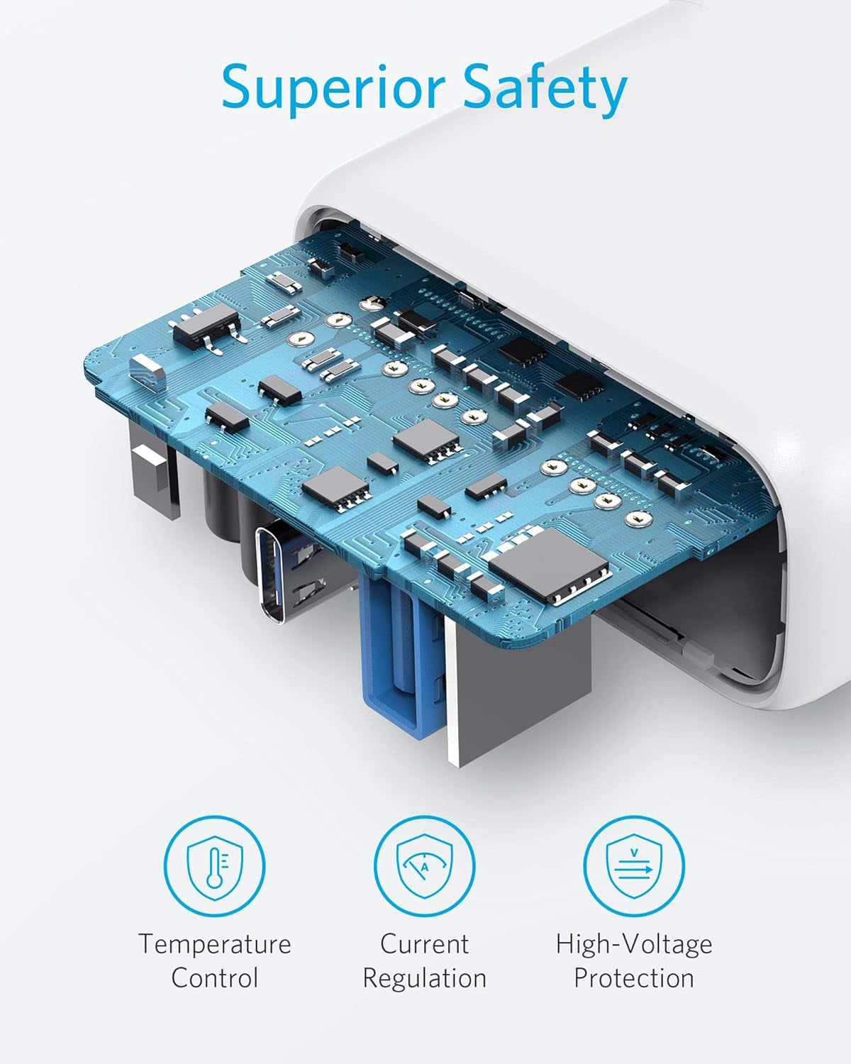 Chargeur réseau Anker PowerPort PD+ 2, 35W, 3A, 1 x USB-A - 1 x USB-C, Blanc A263636G21