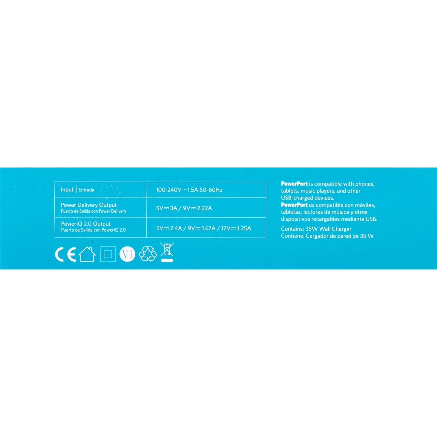 Chargeur réseau Anker PowerPort PD+ 2, 35W, 3A, 1 x USB-A - 1 x USB-C, Blanc A263636G21