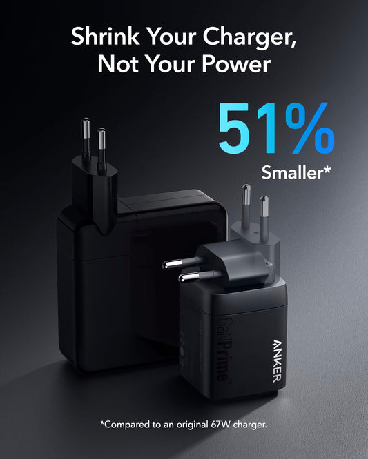 Anker Prime Netzwerk-Ladegerät, 67W, 5A, 1 x USB-A - 2 x USB-C, Schwarz A2669313