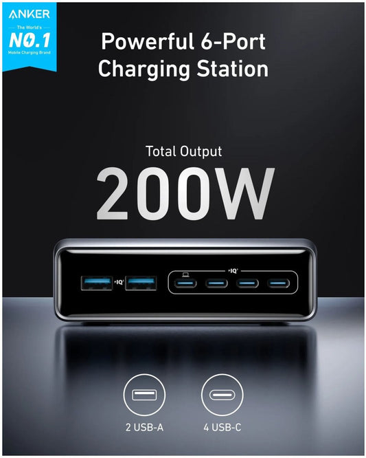 Netzwerk-Ladegerät Anker Prime, 200W, 3A, 2 x USB-A - 4 x USB-C, Schwarz A2683341