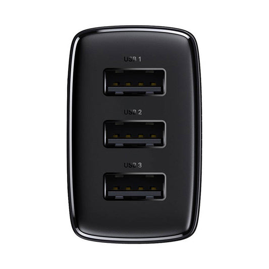 Network Charger Baseus Compact 3U, 17W, 2.1A, 3 x USB-A, Black CCXJ020101