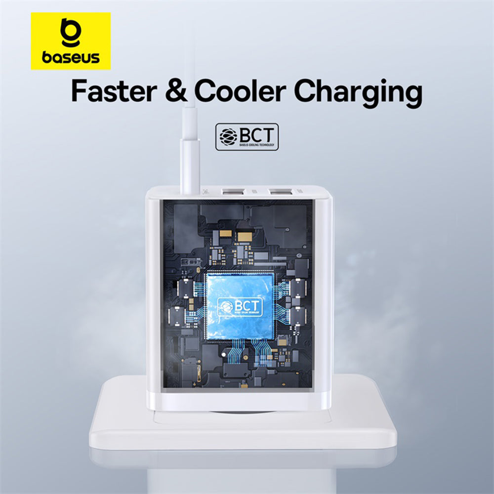 Chargeur Réseau Baseus Cube, 30W, 3A, 2 x USB-A - 1 x USB-C, Blanc P10111402213-00