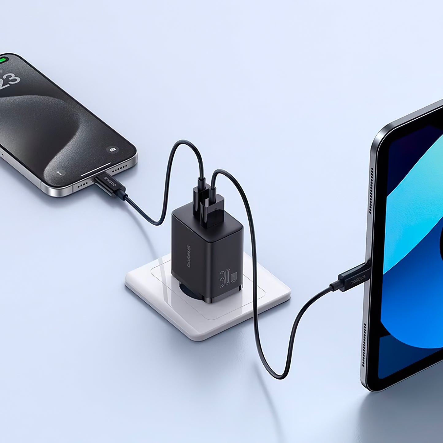 Chargeur réseau Baseus Cube, 30W, 2,4A, 1 x USB-A - 1 x USB-C, Noir P10111404113113-00