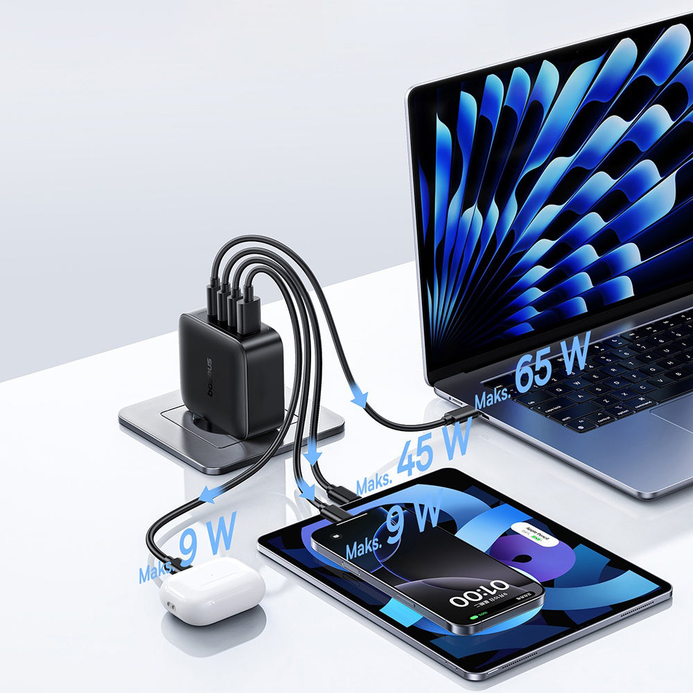 Baseus Netzladegerät EnerFill FH11, 140W, 5A, 1 x USB-A - 3 x USB-C, Schwarz E0121J00