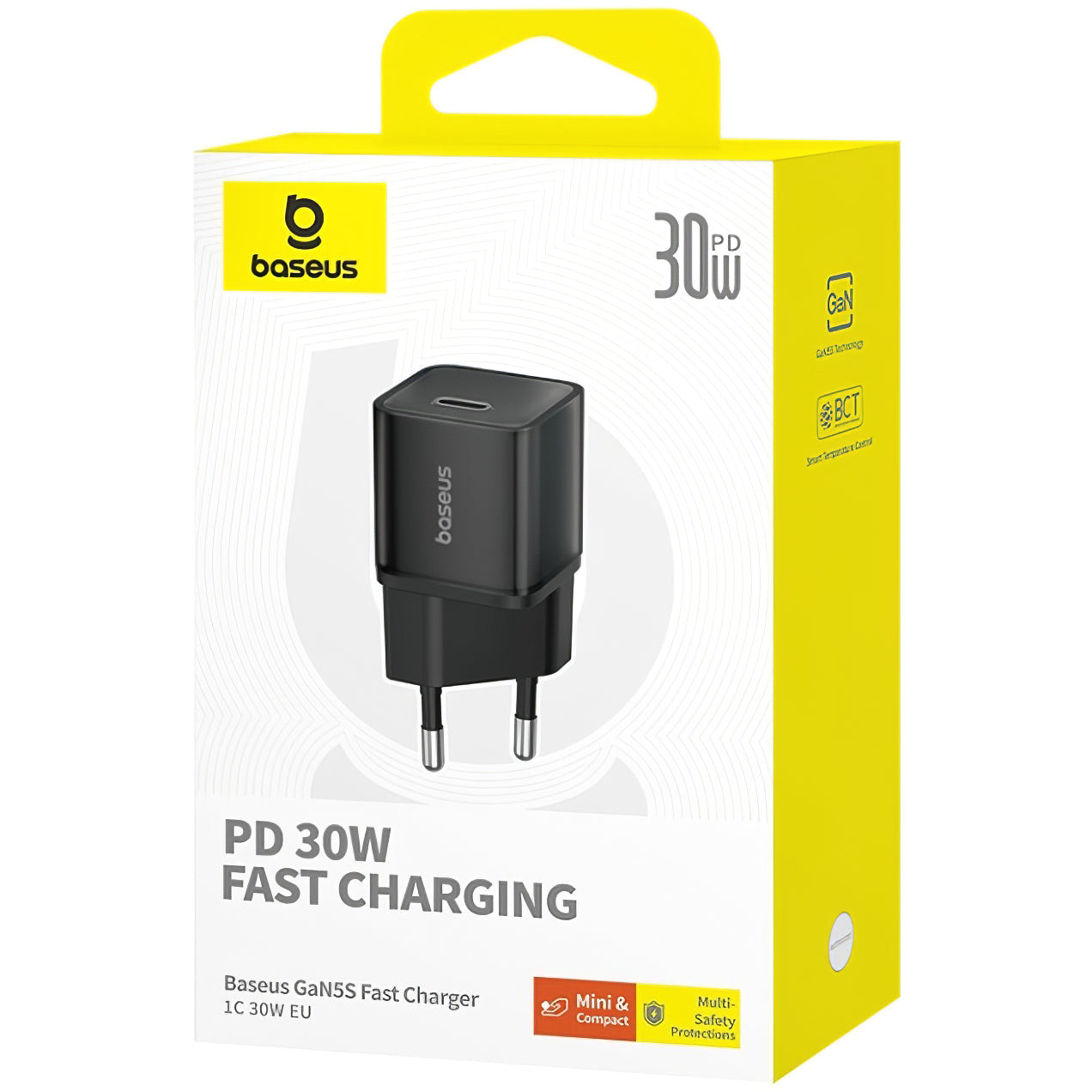 Baseus GaN5S Netzwerk-Ladegerät GaN5S, 30W, 3A, 1 x USB-C, Schwarz P10162504113-00