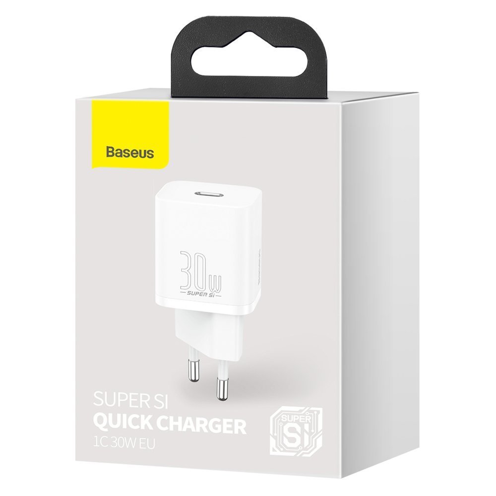Chargeur réseau Baseus Super Si 1C, 30W, 3A, 1 x USB-C, blanc CCSUP-J02