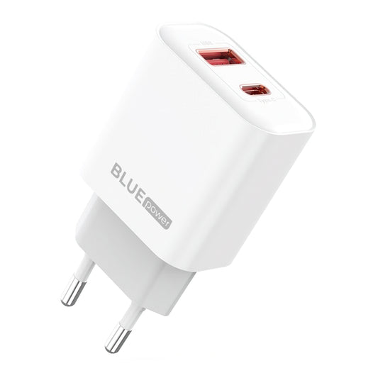 Chargeur réseau Blue Power BPCE12, 20W, 3A, 1 x USB-A - 1 x USB-C, blanc