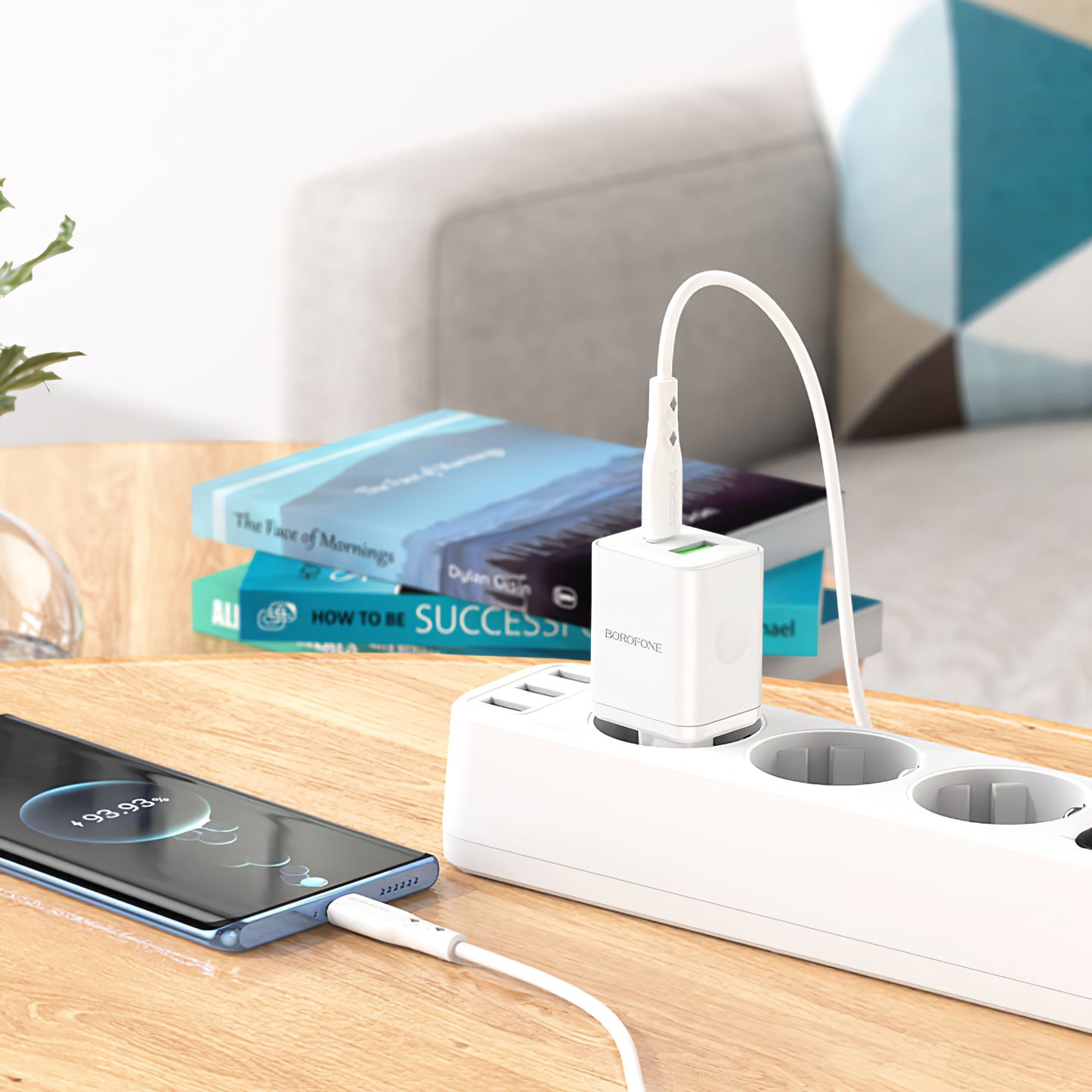 Netzwerk-Ladegerät Borofone BN7, 20W, 3A, 1 x USB-A - 1 x USB-C, Weiß