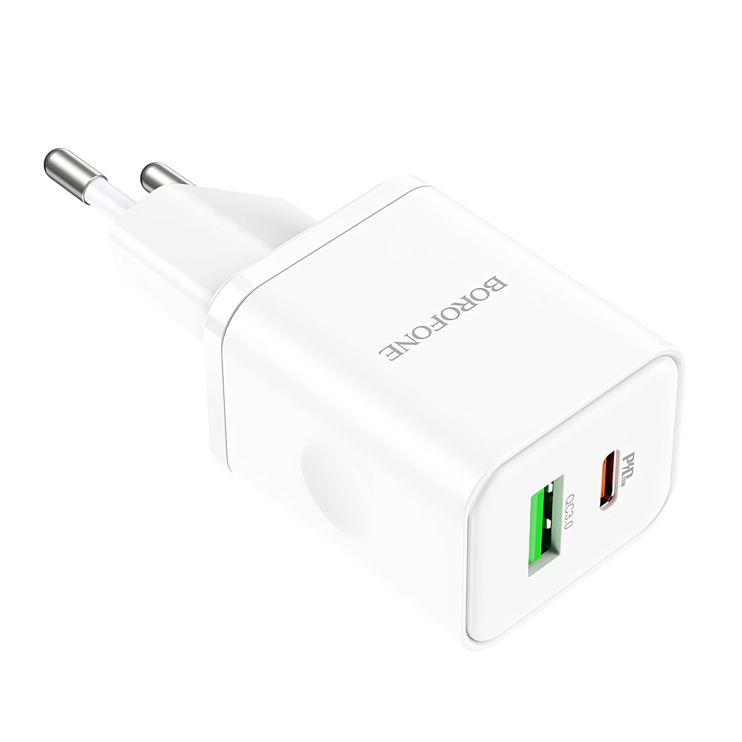 Netzwerk-Ladegerät Borofone BN7, 20W, 3A, 1 x USB-A - 1 x USB-C, Weiß