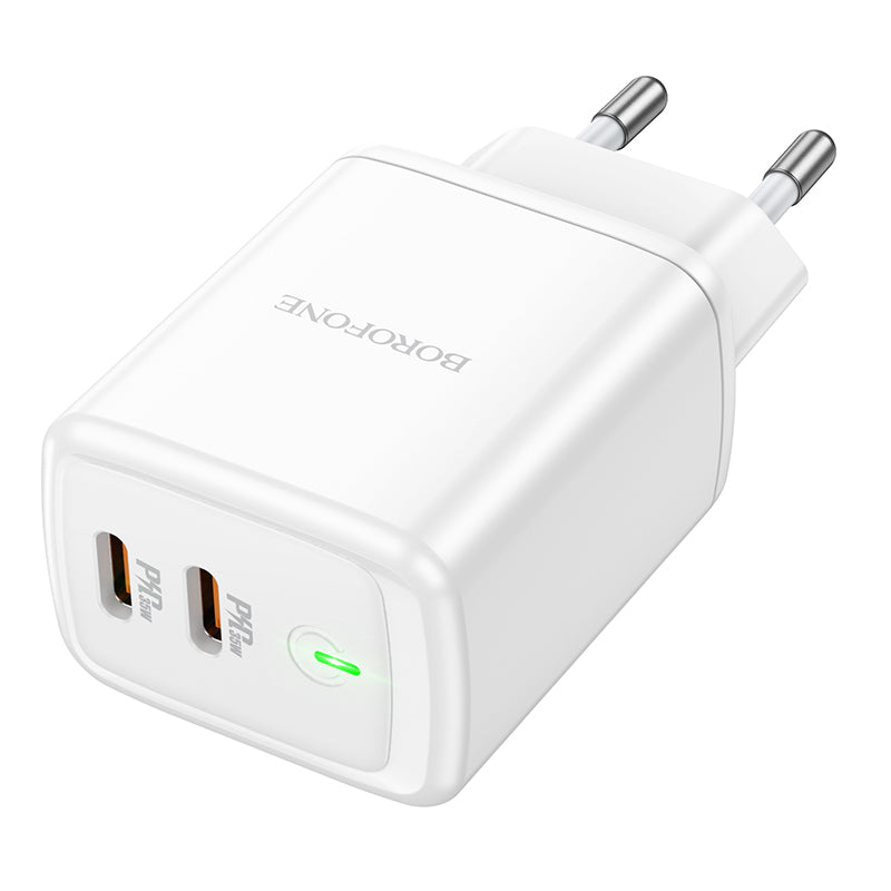 Chargeur réseau Borofone BN9, 35W, 3A, 2 x USB-C, blanc