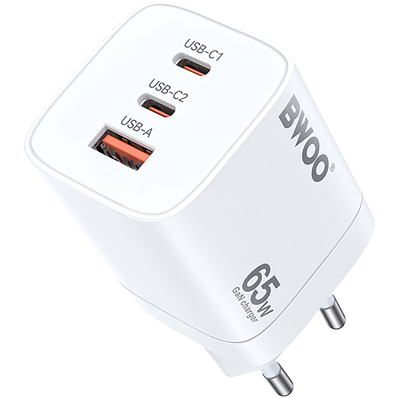 Netzladegerät BWOO CDA147, 65W, 4.5A, 1 x USB-A - 2 x USB-C, Weiß