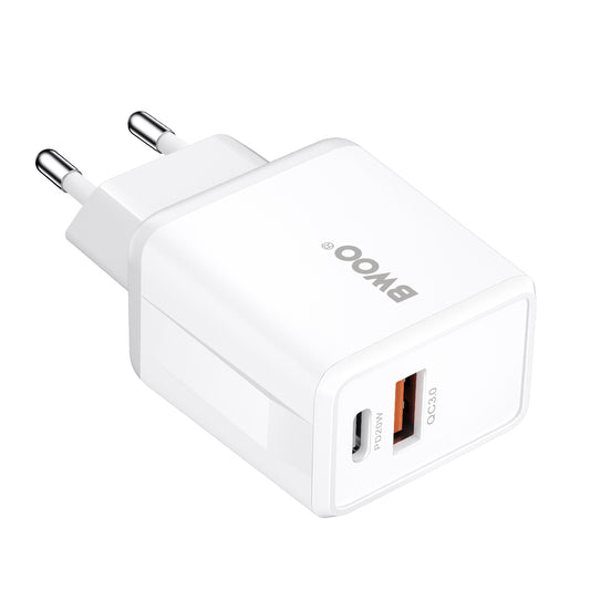 Netzladegerät BWOO CDA182, 38W, 3A, 1 x USB-A - 1 x USB-C, Weiß