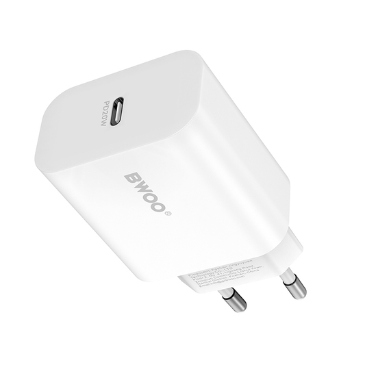Netzladegerät BWOO CDA233, 20W, 3A, 1 x USB-C, Weiß