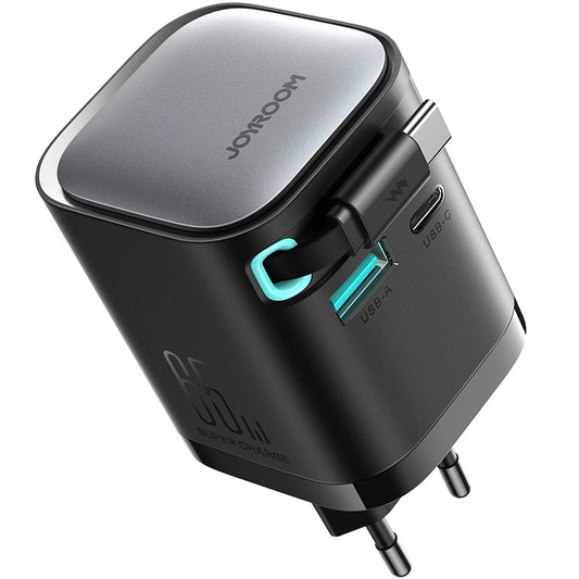 Joyroom JR-TCL02 USB-C Kabel Netzwerk Ladegerät JR-TCL02, 65W, 3A, 1 x USB-A - 1 x USB-C, Schwarz