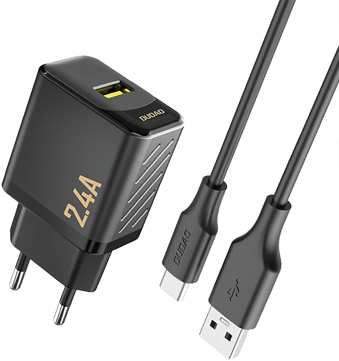 Netzteil mit USB-C-Kabel Dudao A23TEU, 12W, 2,4A, 1 x USB-A, Schwarz