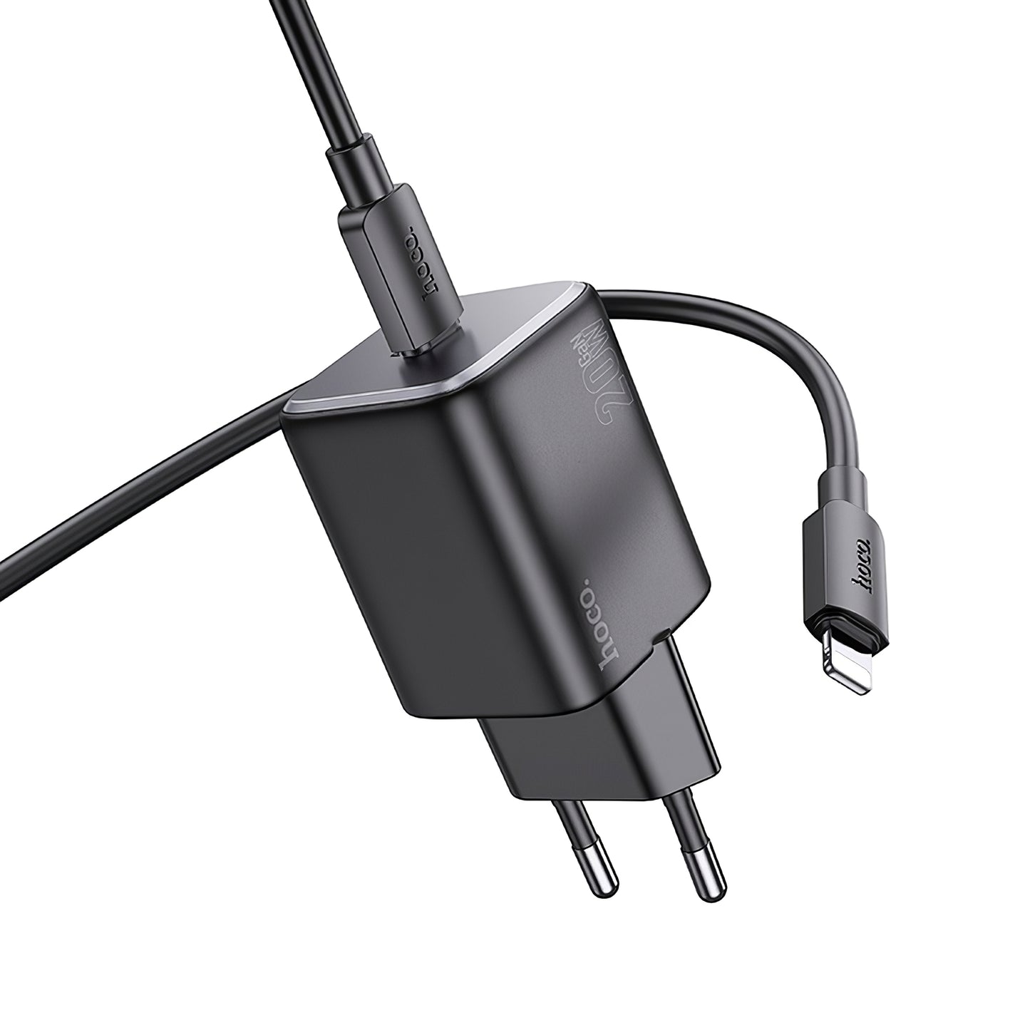Chargeur réseau avec câble Lightning HOCO N40, 20W, 3A, 1 x USB-C, noir