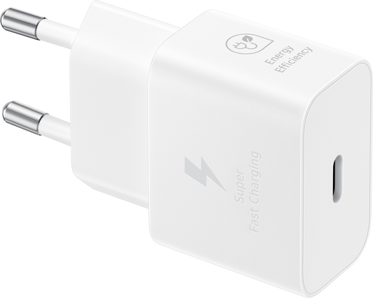 Câble USB-C Samsung Chargeur réseau Samsung, 25W, 3A, 1 x USB-C, Blanc EP-T2510XWEGEU