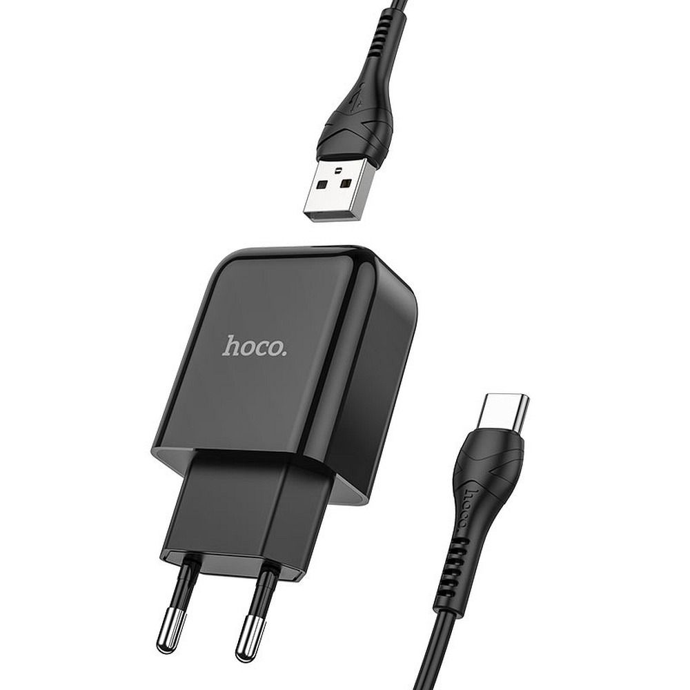 Chargeur réseau avec câble USB-C HOCO N2, 10W, 2A, 1 x USB-A, Noir