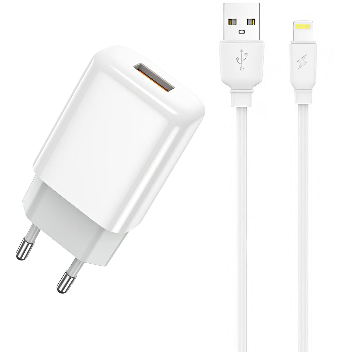 Prestico F7S Netzwerk-Ladegerät mit Lightning-Kabel, 12 W, 2,4 A, 1 x USB-A, Weiß