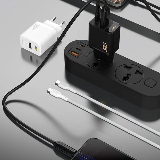 Netzladegerät mit USB-C Kabel Dudao A27TCEU, 30W, 1 x USB-A - 1 x USB-C, Schwarz