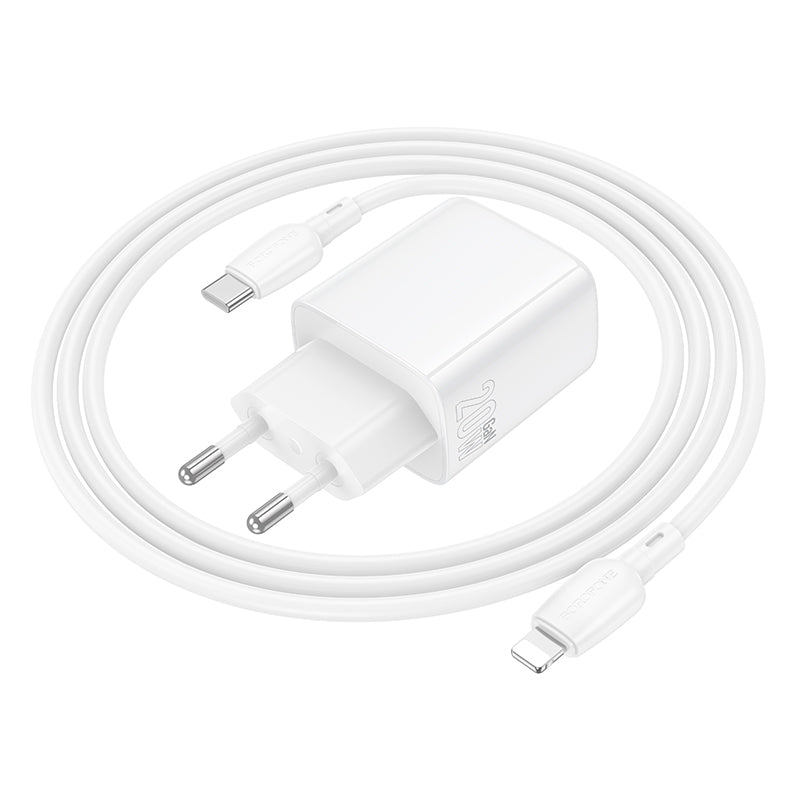 Netzladegerät mit Lightning-Kabel Borofone BN27 Fuente, 20W, 3A, 1 x USB-A - 1 x USB-C, Weiß