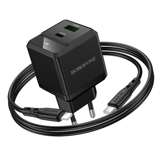 Netzladegerät mit Lightning-Kabel Borofone BN19 Intenso, 20W, 3A, 1 x USB-A - 1 x USB-C, Schwarz