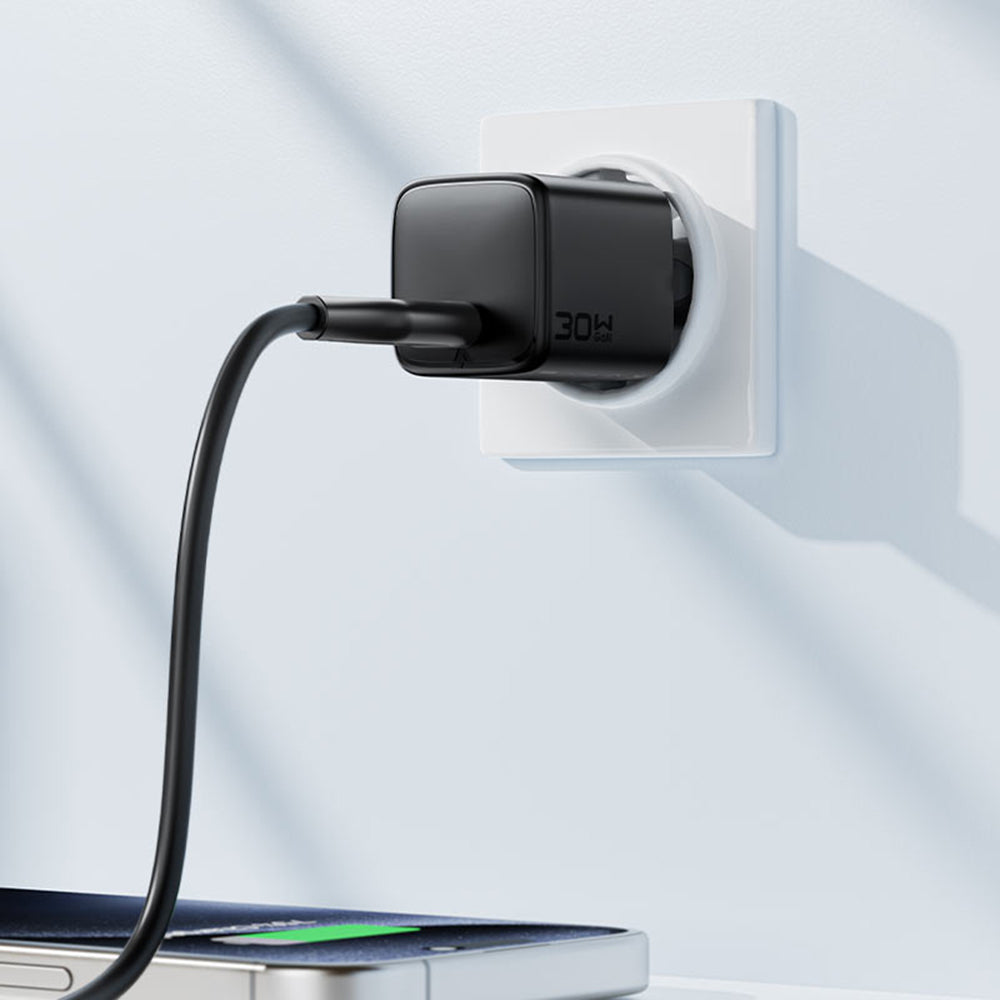 Chargeur réseau avec câble USB-C Acefast A118, 30W, 3A, 1 x USB-C, Noir