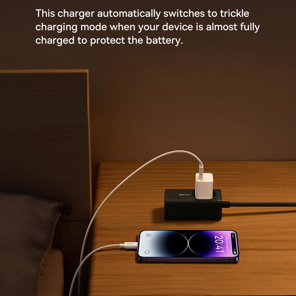 Chargeur Réseau avec Câble USB-C Baseus GaN Mini 1C, 30W, 3A, 1 x USB-C, Bleu P10110902313-00