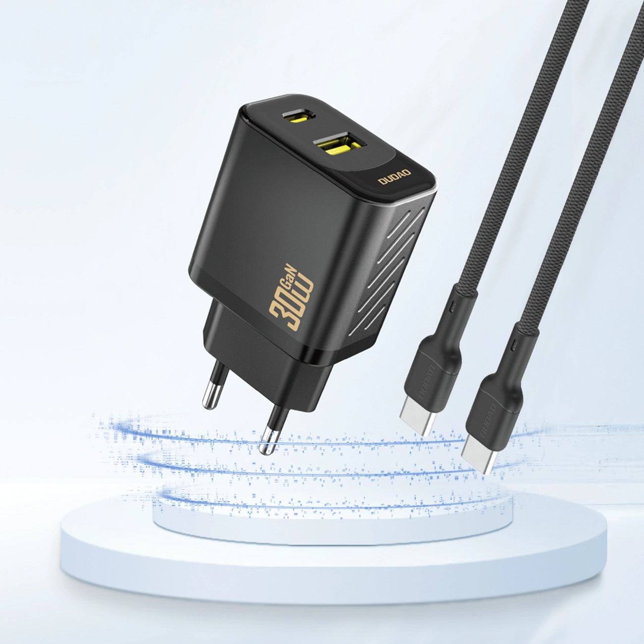 Chargeur Réseau Dudao A27TEU, 30W, 3A, 1 x USB-A - 1 x USB-C, Noir