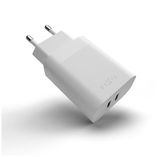 Netzladegerät Fixed, 35W, 3A, 2 x USB-C, Weiß