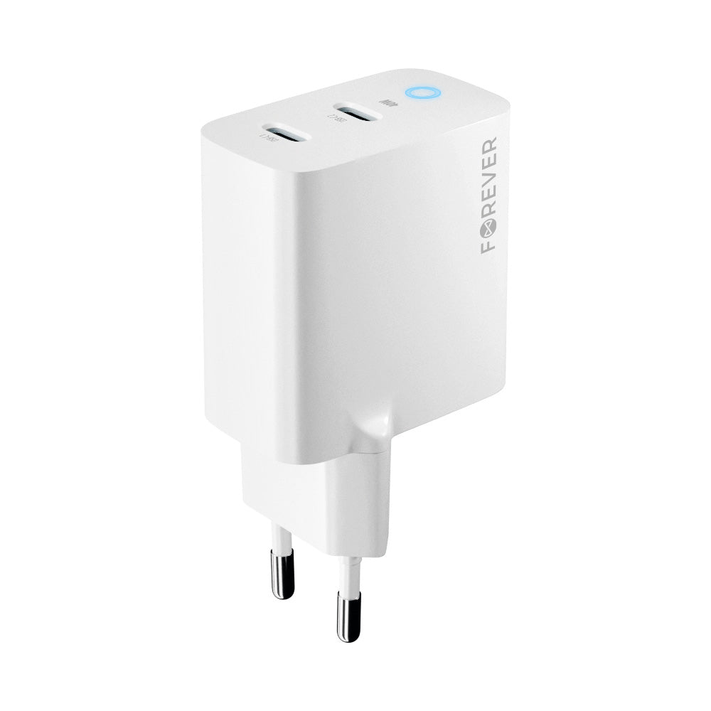 Chargeur réseau Forever TC-06-40CC, 40W, 3A, 2 x USB-C, blanc