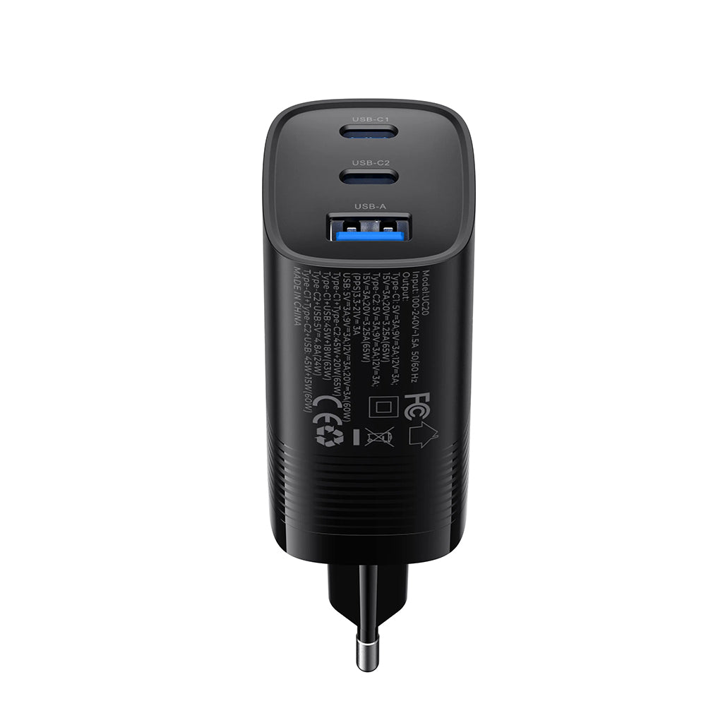 Chargeur Réseau HAVIT UC20, 65W, 3A, 1 x USB-A - 2 x USB-C, Noir