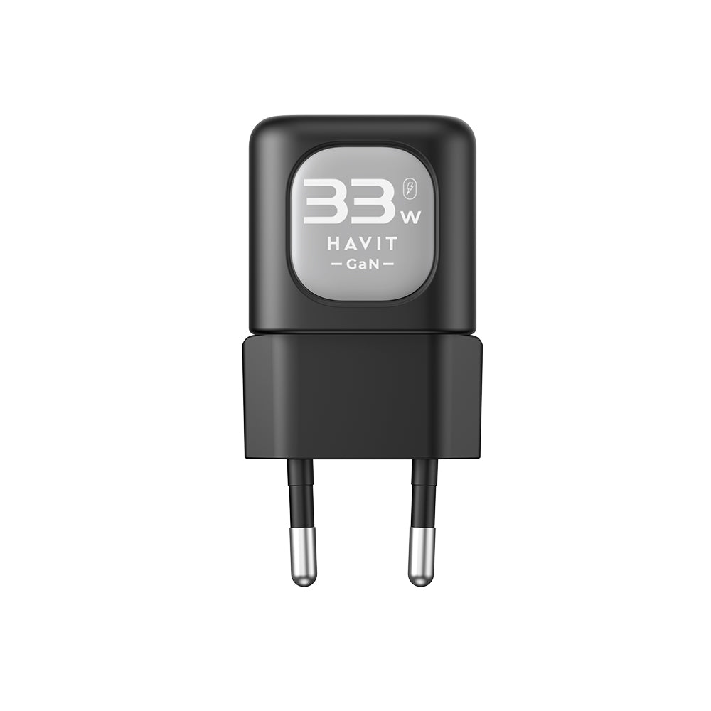Chargeur Réseau HAVIT UC230, 33W, 3A, 1 x USB-A - 1 x USB-C, Noir Gris