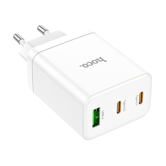 Chargeur réseau HOCO N33, 35W, 3A, 1 x USB-A - 2 x USB-C, blanc
