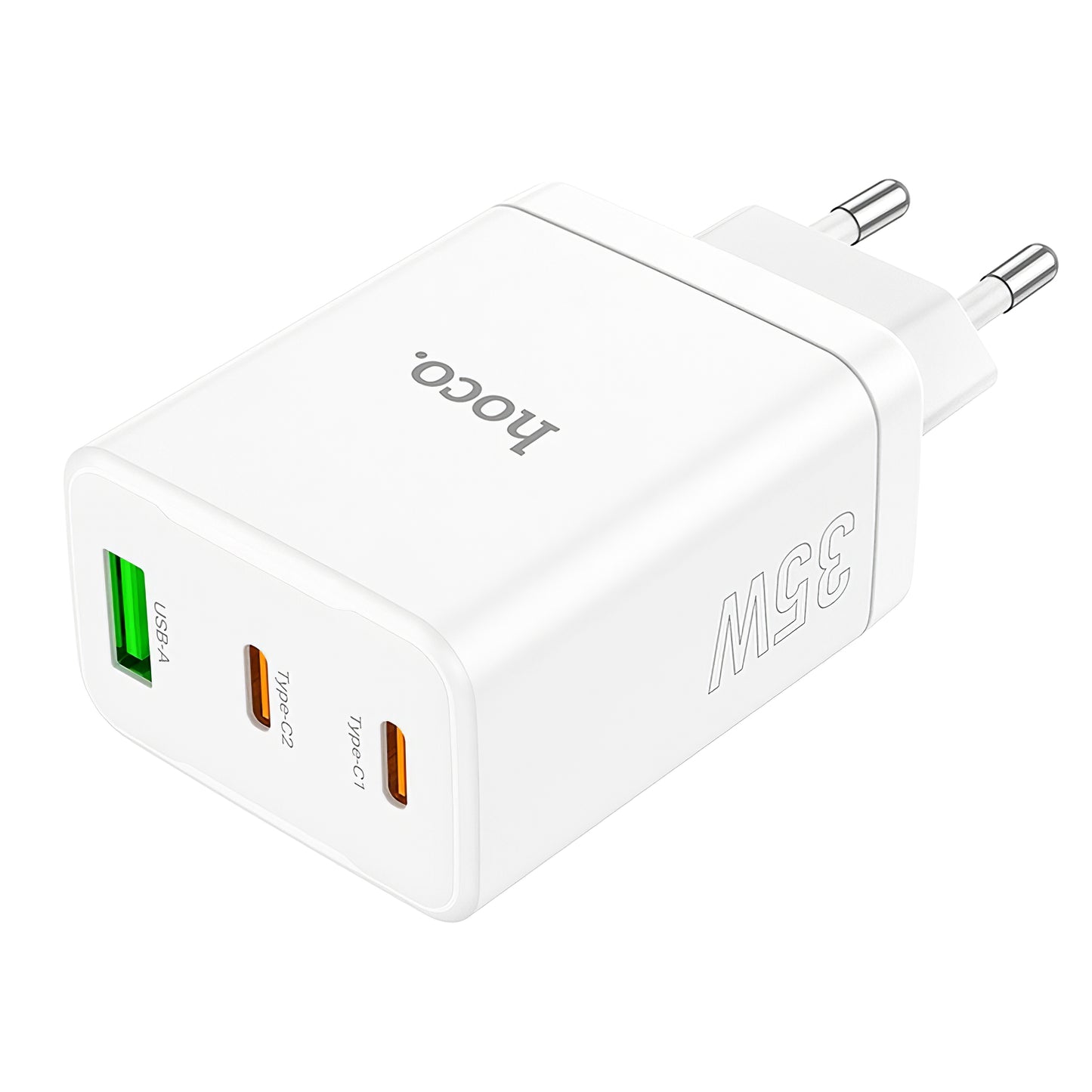 Chargeur réseau HOCO N33, 35W, 3A, 1 x USB-A - 2 x USB-C, blanc