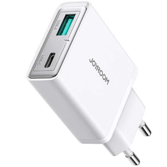 Chargeur réseau Joyroom JR-TCF14, 20W, 3A, 1 x USB-A - 1 x USB-C, blanc