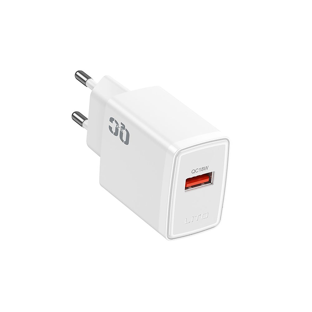 Chargeur Réseau Lito LC08, 18W, 3A, 1 x USB-A, Blanc