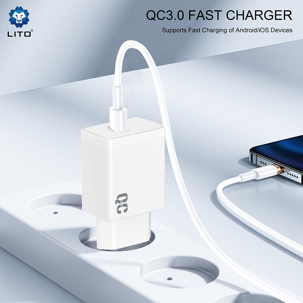 Chargeur Réseau Lito LC08, 18W, 3A, 1 x USB-A, Blanc