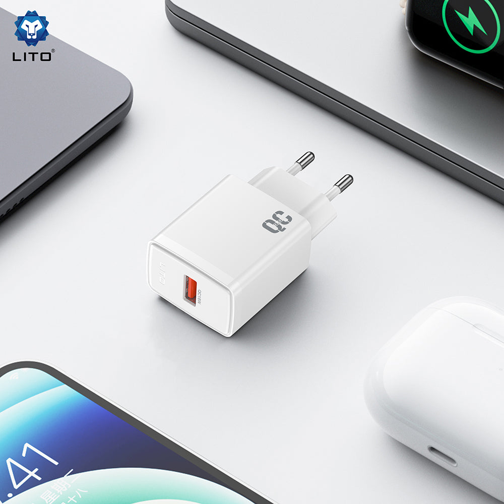 Chargeur Réseau Lito LC08, 18W, 3A, 1 x USB-A, Blanc
