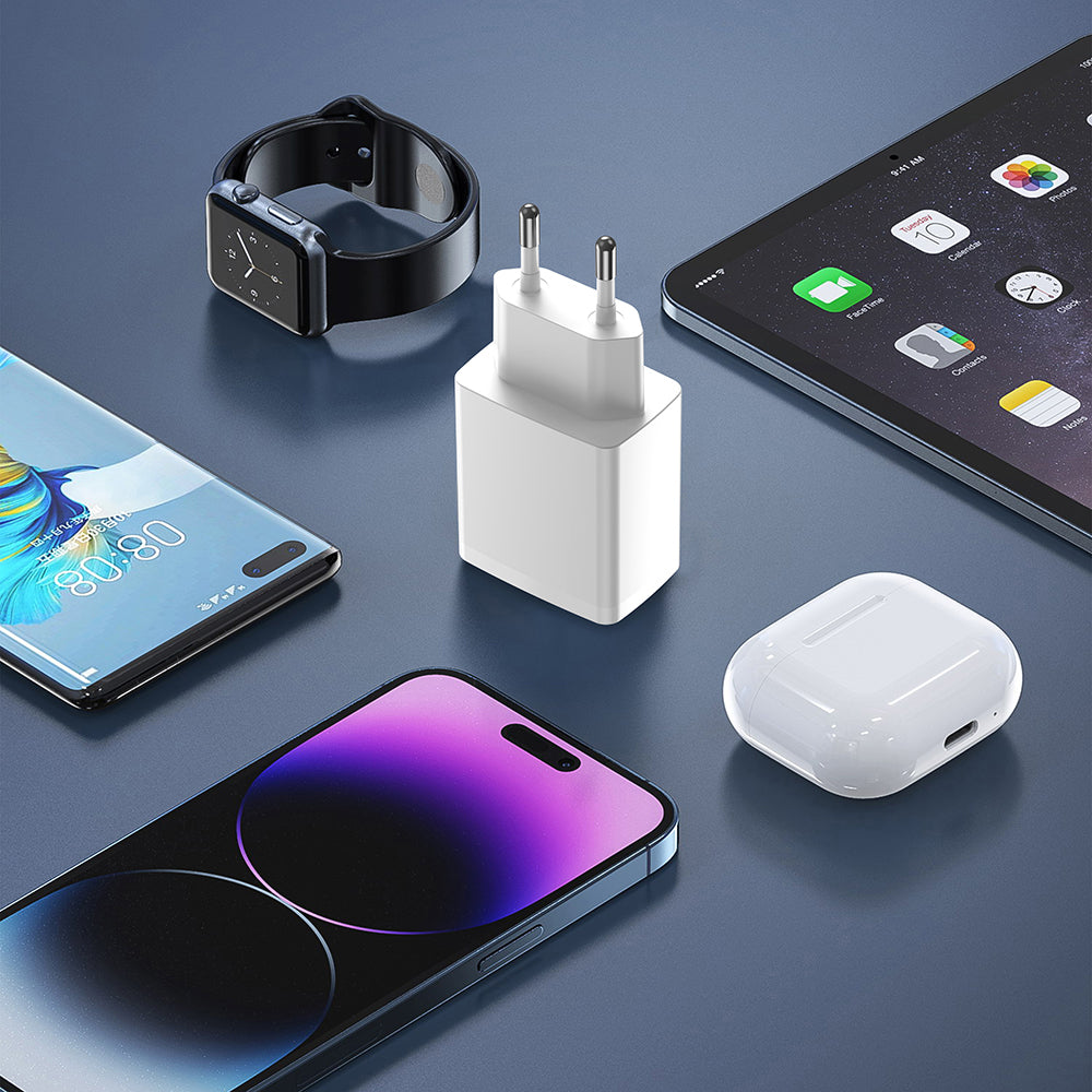 Chargeur Réseau Lito LC09, 20W, 3A, 1 x USB-A - 1 x USB-C, Blanc