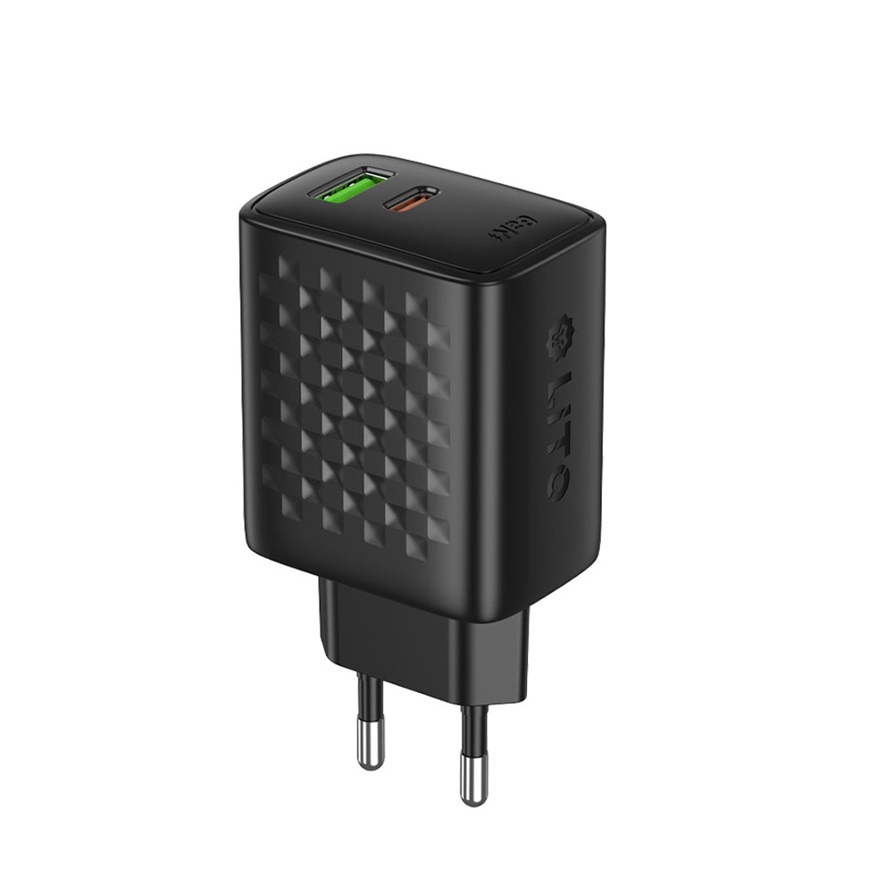 Chargeur Réseau Lito LC24, 65W, 3.25A, 1 x USB-A - 1 x USB-C, Noir