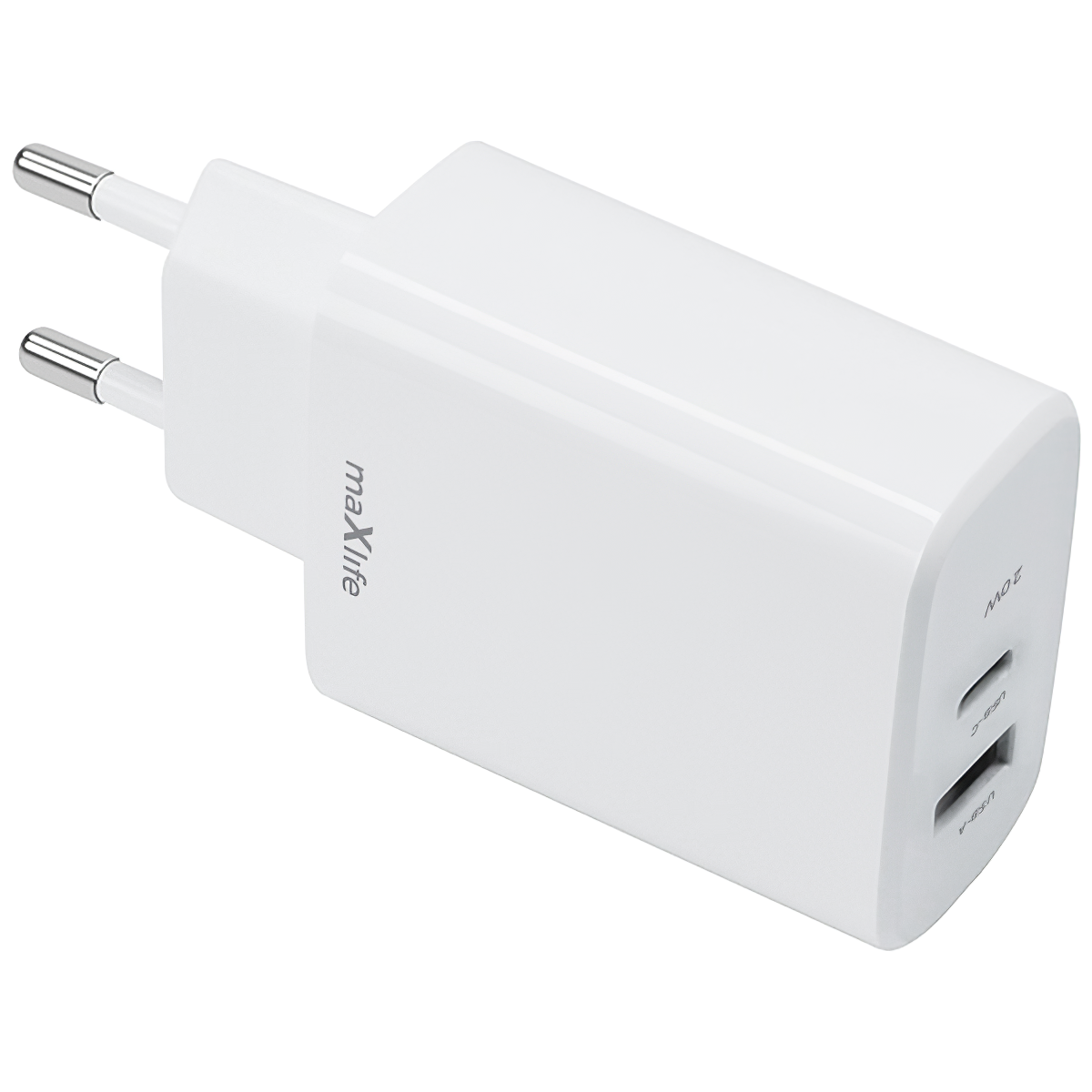 MaXlife MXTC-10-20AC Chargeur réseau, 20W, 3A, 1 x USB-A - 1 x USB-C, blanc