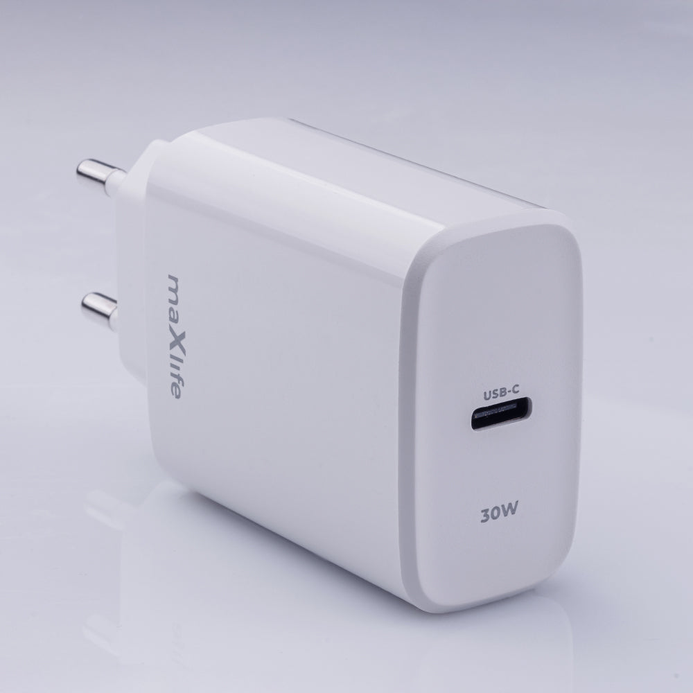 Chargeur réseau MaXlife MXTC-10-30C, 30W, 3A, 1 x USB-C, blanc