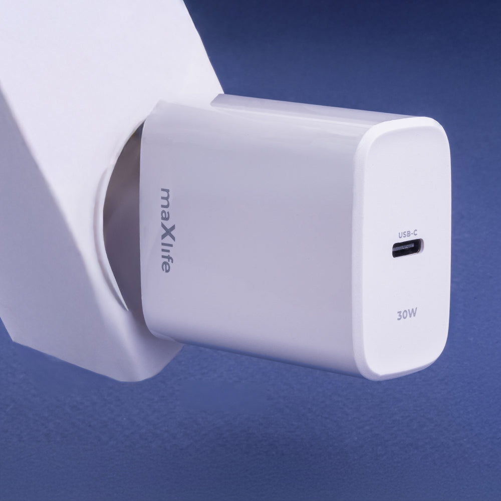 Chargeur réseau MaXlife MXTC-10-30C, 30W, 3A, 1 x USB-C, blanc